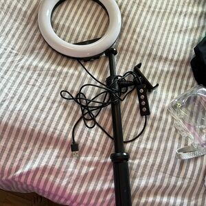 Black and White Ring Light with Stand